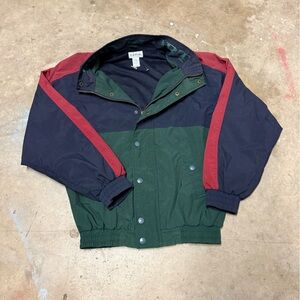 Vtg 80s 90s Izod Windbreaker Jacket Size Large Nylon Color Block Spellout Track
